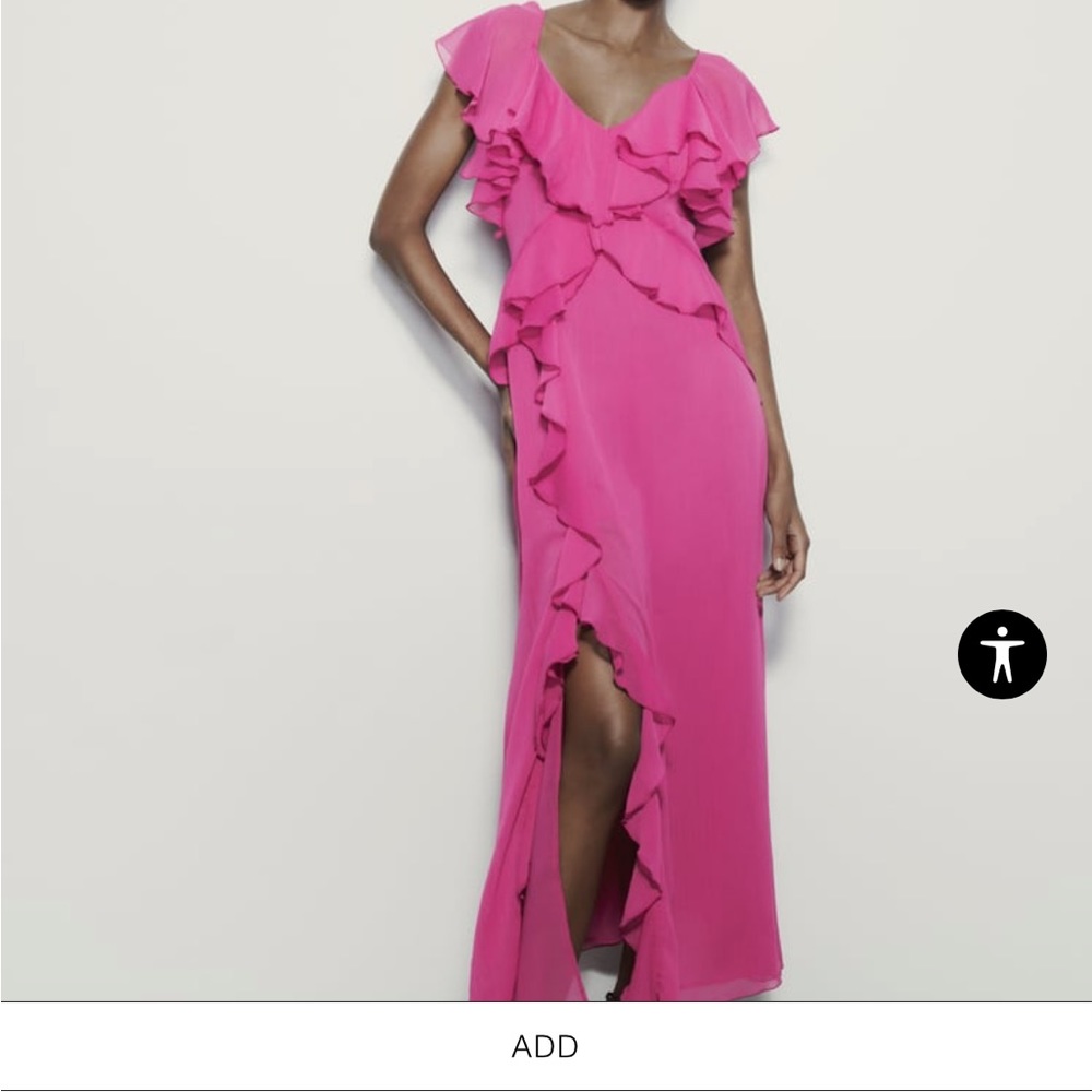 Zara Ruffled MIDI Slip Dress Size S